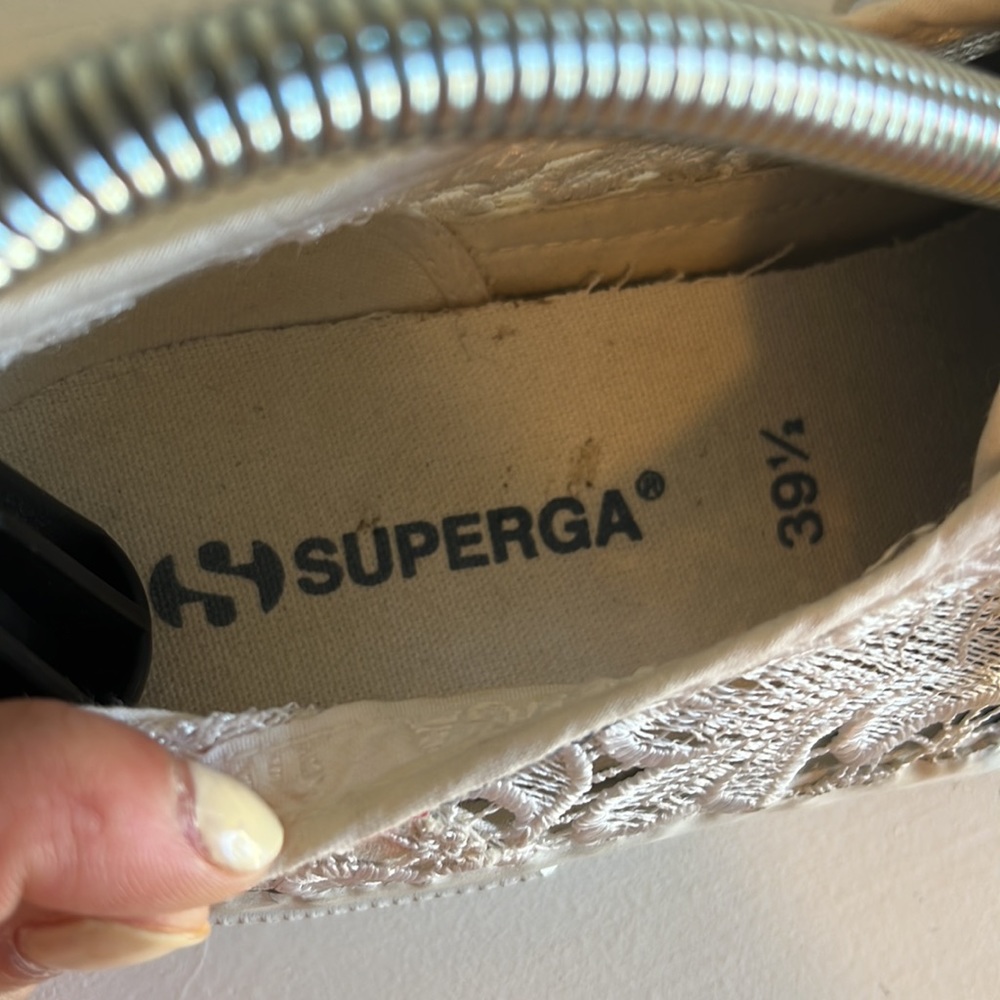 Superga 2750 White Macrame Lace Up Sneakers Size 9 - Picture 9 of 9